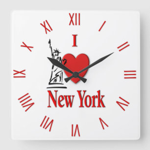 Heart New York Quadratische Wanduhr