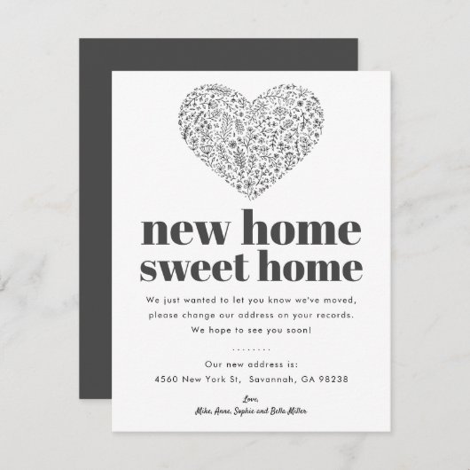 Heart New Zuhause | Karte zum Verschieben (Vorne/Hinten)