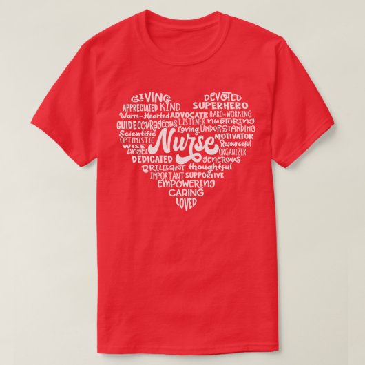 Heart Nurse Word Cloud T-Shirt (Design vorne)