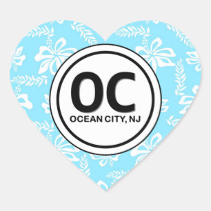 Heart OC Ocean City NJ Blue Blume Stickers