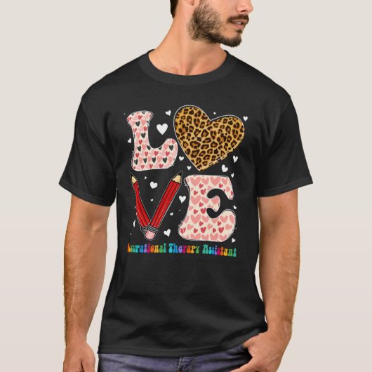 Heart Occupational Therapy Assistant Leopard Valen T-Shirt (Vorderseite)
