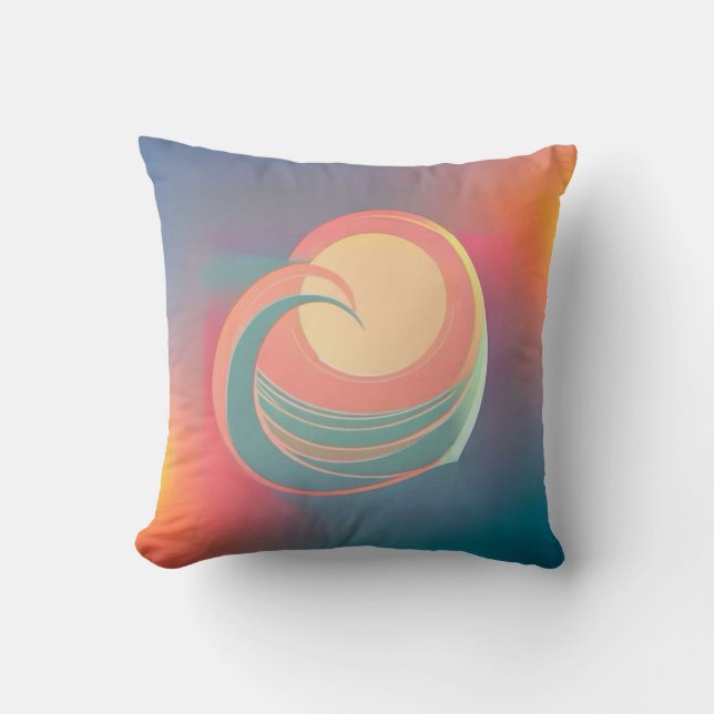 Heart Ocean Wave Sun Throw Kissen (Vorderseite)