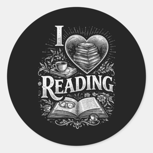 Heart of a Book Lover Runder Aufkleber (Vorderseite)