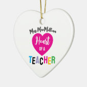 Heart of a Teacher Gift Pink Black Script Keramik Ornament (Links)