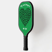 Heart of Black Paw Prints Double Sided Green Pickleball Schläger (Links)