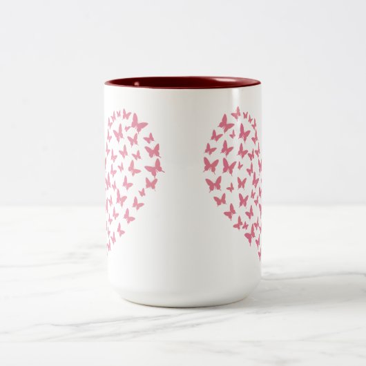 Heart of Capricious Butterflies Zweifarbige Tasse (Mittel)