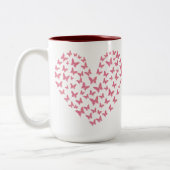 Heart of Capricious Butterflies Zweifarbige Tasse (Links)