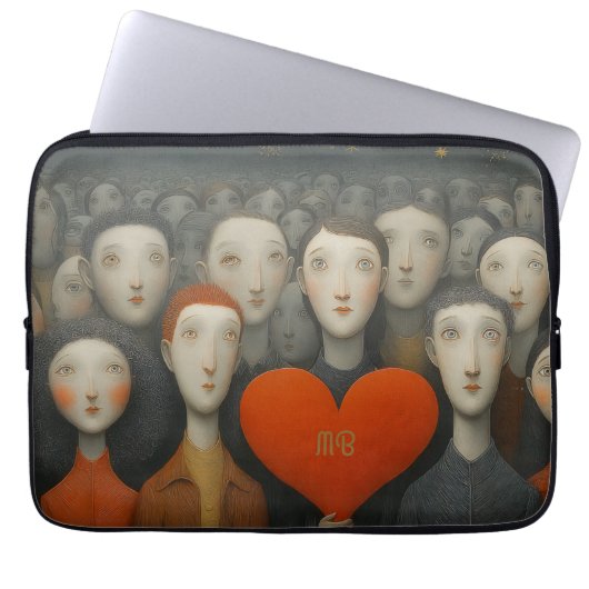 Heart of Crowd Whimsical Folk Art Illustration  Laptopschutzhülle (Vorderseite)