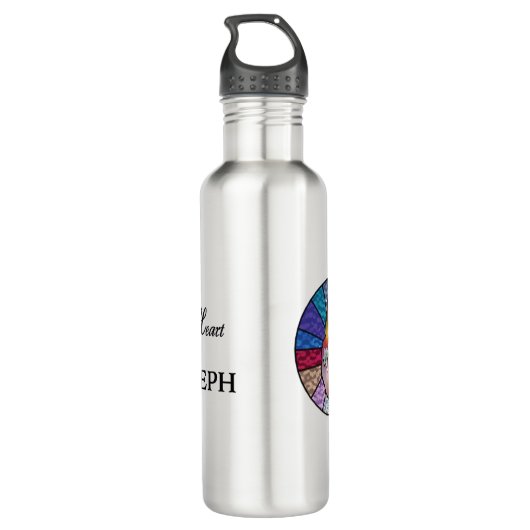 Heart of St. Joseph: Stainted Glass Version Edelstahlflasche (Rückseite)