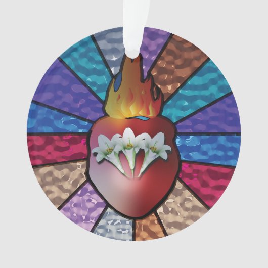 Heart of St. Joseph: Stainted Glass Version Ornament (Vorderseite)