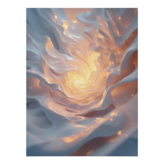 Heart of Summer – Luminous Abstract Blue & Gold Poster