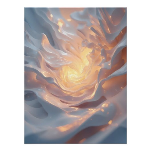Heart of Summer – Luminous Abstract Blue & Gold Poster (Vorderseite)