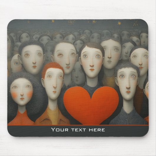 Heart of the Crowd Whimsical Folk Art Mousepad (Vorne)