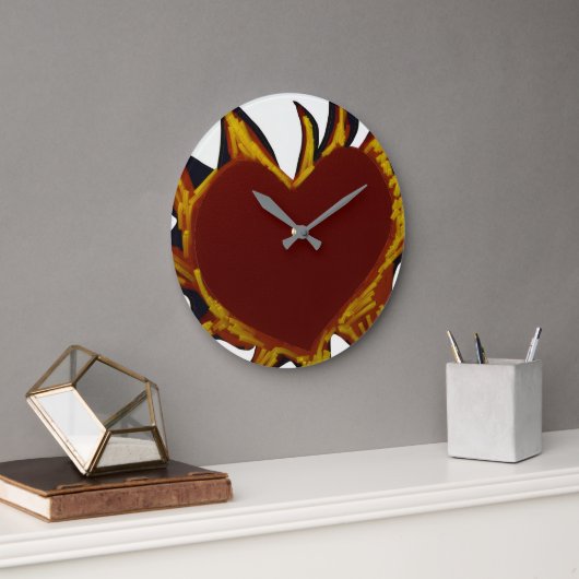 Heart on Fire Round Clock Große Wanduhr (Büro)