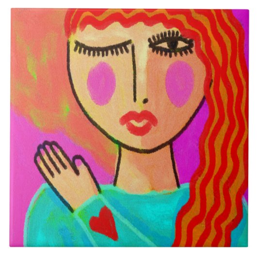 Heart on Her Sleeve Ceramic Tile Fliese (Vorderseite)