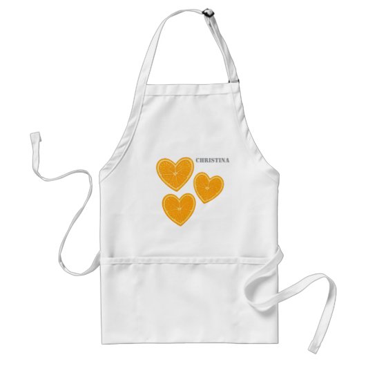 Heart Orange Apron – Cute Citrus Kitchen Gift Schürze (Vorne)