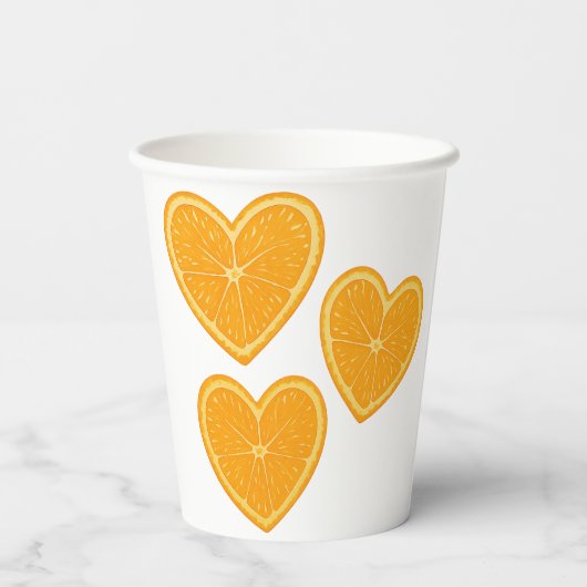 Heart Orange Paper Cup - Citrus Party Trinkbehälte Pappbecher (Rückseite)