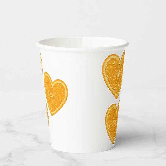 Heart Orange Paper Cup - Citrus Party Trinkbehälte Pappbecher (Links)