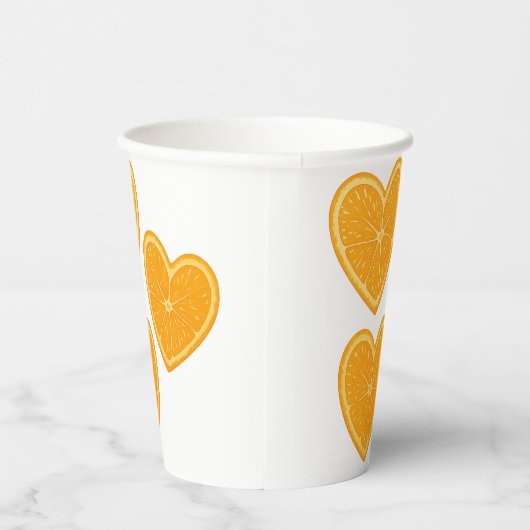 Heart Orange Paper Cup - Citrus Party Trinkbehälte Pappbecher (Rechts)