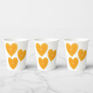 Heart Orange Paper Cup - Citrus Party Trinkbehälte Pappbecher