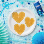 Heart Orange Paper Plate - Citrus Party Decor Pappteller (Party)