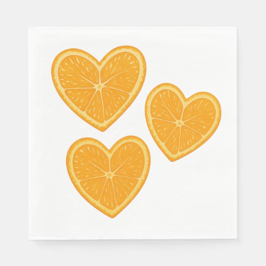 Heart Orange Party Napkin – Citrus Summer Decor Serviette (Vorderseite)
