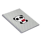 Heart Panda Bear Gray Polka Dots Notebook Notizblock (Rechte Seite)