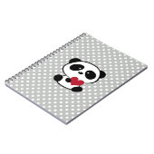 Heart Panda Bear Gray Polka Dots Notebook Notizblock (Linke Seite)