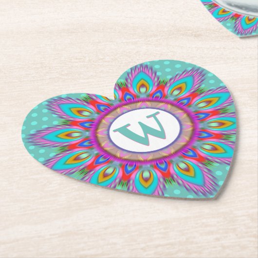 Heart Paper Untersetzer Psychedelic Custom Initial (angewinkelt)