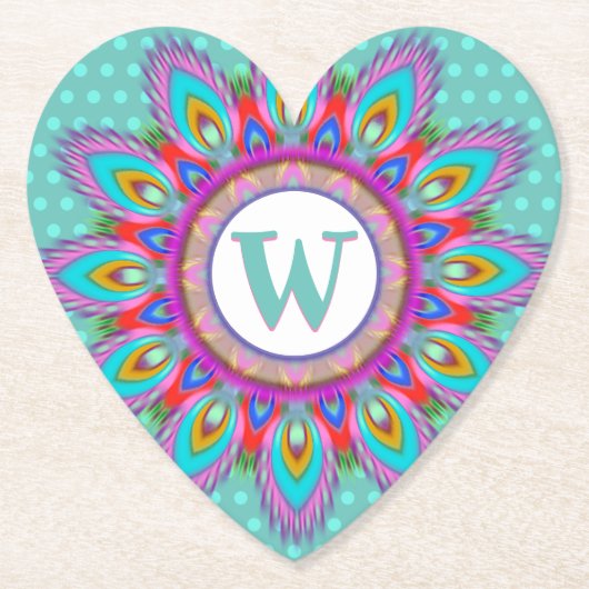Heart Paper Untersetzer Psychedelic Custom Initial (Vorderseite)
