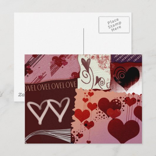 Heart Patches Postkarte (Vorne/Hinten)