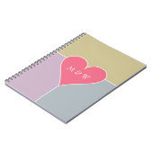 Heart Pattern angepasstes Monogramm-Notebook Notizblock (Linke Seite)