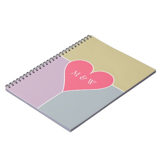 Heart Pattern angepasstes Monogramm-Notebook Notizblock (Linke Seite)