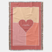 Heart Pattern benutzerdefinierte Monogramm Werfer Decke (Vorderseite Vertikal)