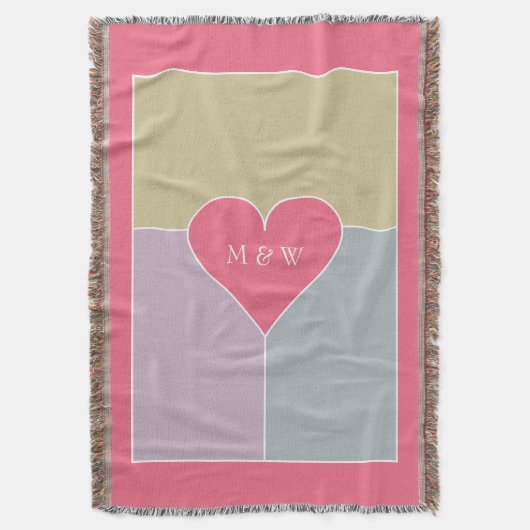 Heart Pattern benutzerdefinierte Monogramm Werfer Decke (Vorderseite Vertikal)