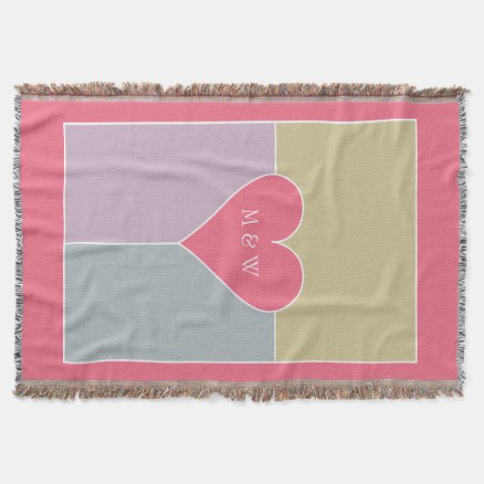 Heart Pattern benutzerdefinierte Monogramm Werfer Decke (Vorderseite)