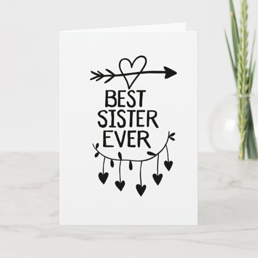 Heart Pattern Best Sister Ever Card Karte (Vorderseite)