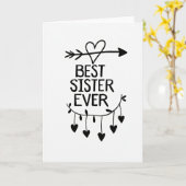 Heart Pattern Best Sister Ever Card Karte (Gelbe Blume)