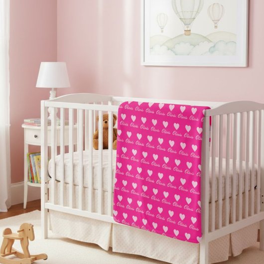 Heart Pattern Blanket for Girls – Personalized Sherpadecke