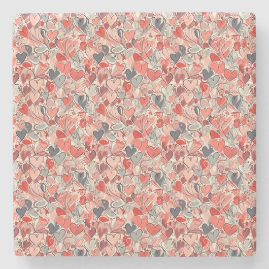 Heart Pattern - Cute and Lovely Valentine's Day Steinuntersetzer (Vorderseite)