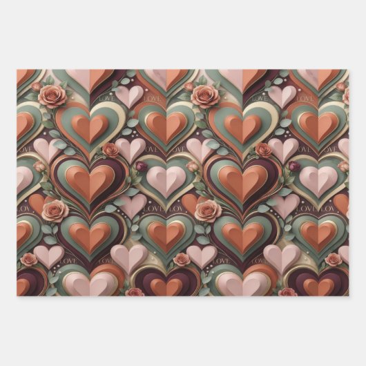 Heart Pattern Gift Wrap Geschenkpapier Set (Vorderseite 2)