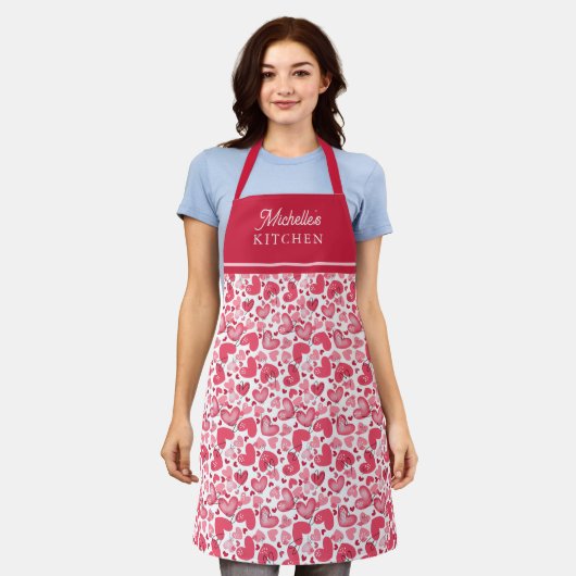 Heart Pattern Valentines Day Apron Gift Schürze (Getragen)