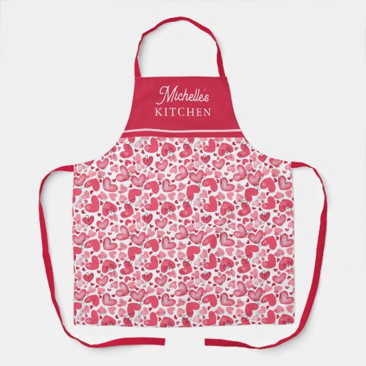 Heart Pattern Valentines Day Apron Gift Schürze (Vorderseite)