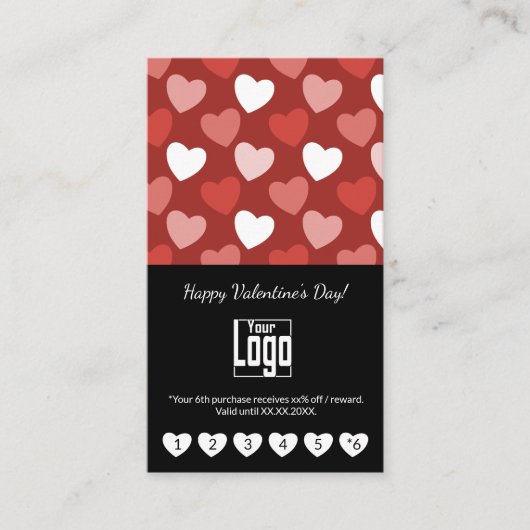 Heart Pattern Valentine's Day Portrait Format Treuekarte (Vorderseite)