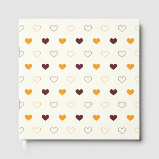 Heart Pattern with Orange & Brown Hearts Gästebuch