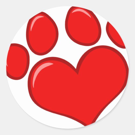 Heart Paw Print Runder Aufkleber (Vorderseite)