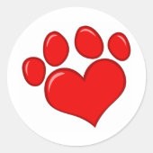 Heart Paw Print Runder Aufkleber (Vorderseite)