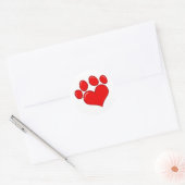 Heart Paw Print Runder Aufkleber (Umschlag)