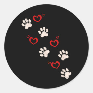 Heart Paw Print Valentinstag Dog Lover Puppy Lov Runder Aufkleber
