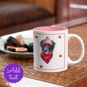 Heart Paws Border Collie Valentine's Day Gift Dog Zweifarbige Tasse